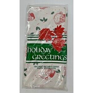 Vintage Santa Claus Holiday Christmas 2-Ply Paper Tablecloth 54"x 96" Erving NEW